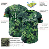 Custom Green White 3D Hawaii Palm Leaves Authentic Baseball Jersey
