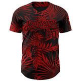 Custom Black Red 3D Hawaii Palm Leaves Authentic Baseball Jersey