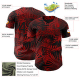 Custom Black Red 3D Hawaii Palm Leaves Authentic Baseball Jersey