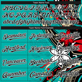 Custom Teal Black-White 3D Hawaii Flower Authentic Baseball Jersey