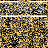 Custom Stitched Black White 3D Pattern Design Golden Subtle Floral Sports Pullover Sweatshirt Hoodie