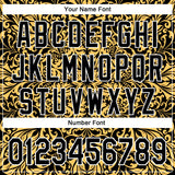 Custom Stitched Black White 3D Pattern Design Golden Subtle Floral Sports Pullover Sweatshirt Hoodie