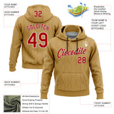 Custom Stitched Old Gold Red Steel Gray-White 3D Pattern Design Curve Line Geometric Shape Sports Pullover Sweatshirt Hoodie
