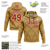 Custom Stitched Old Gold Red Black-White 3D Pattern Design Line Geometric Shape Sports Pullover Sweatshirt Hoodie