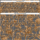 Custom Stitched Steel Gray Brown-Cream 3D Pattern Design Golden Subtle Floral Sports Pullover Sweatshirt Hoodie