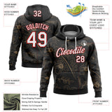 Custom Stitched Black White-Red 3D Pattern Design Golden Subtle Floral Sports Pullover Sweatshirt Hoodie