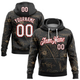 Custom Stitched Black White-Red 3D Pattern Design Golden Subtle Floral Sports Pullover Sweatshirt Hoodie