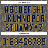 Custom Stitched Steel Gray Navy-Gold 3D Pattern Design Golden Subtle Floral Sports Pullover Sweatshirt Hoodie