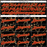 Custom Stitched Black Red-Old Gold 3D Pattern Design Golden Subtle Floral Sports Pullover Sweatshirt Hoodie