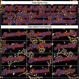 Custom Stitched Black Royal-Orange 3D Pattern Design Golden Subtle Floral Sports Pullover Sweatshirt Hoodie