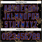 Custom Stitched Black Royal-Orange 3D Pattern Design Golden Subtle Floral Sports Pullover Sweatshirt Hoodie