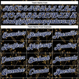 Custom Stitched Black Navy-White 3D Pattern Design Golden Subtle Floral Sports Pullover Sweatshirt Hoodie