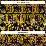 Custom Stitched Black Brown-Yellow 3D Pattern Design Golden Subtle Floral Sports Pullover Sweatshirt Hoodie