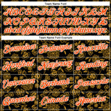 Custom Stitched Black Orange-White 3D Pattern Design Golden Subtle Floral Sports Pullover Sweatshirt Hoodie