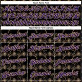 Custom Stitched Black Dark Purple-Old Gold 3D Pattern Design Golden Subtle Floral Sports Pullover Sweatshirt Hoodie