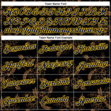 Custom Stitched Black Navy-Yellow 3D Pattern Design Golden Subtle Floral Sports Pullover Sweatshirt Hoodie
