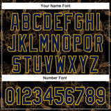 Custom Stitched Black Navy-Yellow 3D Pattern Design Golden Subtle Floral Sports Pullover Sweatshirt Hoodie