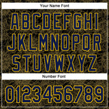 Custom Stitched Black Navy-Yellow 3D Pattern Design Golden Subtle Floral Sports Pullover Sweatshirt Hoodie