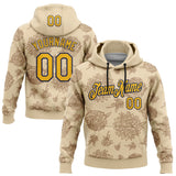 Custom Stitched City Cream Gold-Navy 3D Pattern Design Subtle Floral Sports Pullover Sweatshirt Hoodie