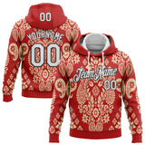 Custom Stitched Red White Cream-Black 3D Pattern Design Ethnic Paisley Floral Bandana Sports Pullover Sweatshirt Hoodie