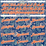 Custom Stitched US Navy Blue Orange-White 3D Pattern Design Ethnic Paisley Floral Bandana Sports Pullover Sweatshirt Hoodie