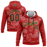 Custom Stitched Red Navy-Gold 3D Pattern Design Ethnic Paisley Floral Bandana Sports Pullover Sweatshirt Hoodie
