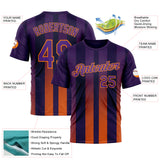 Custom Purple Orange-Bay Orange 3D Pattern Design Sunset Gradient Stripe Sportswear Performance T-Shirt