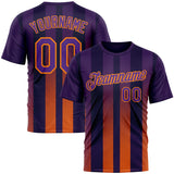Custom Purple Orange-Bay Orange 3D Pattern Design Sunset Gradient Stripe Sportswear Performance T-Shirt