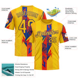 Custom Yellow Red-Dark Purple 3D Pattern Design Color Block Stripe Sportswear Performance T-Shirt