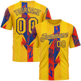 Custom Yellow Red-Dark Purple 3D Pattern Design Color Block Stripe Sportswear Performance T-Shirt