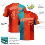 Custom Orange Blue-White 3D Pattern Design Neon Stripe Sportswear Performance T-Shirt