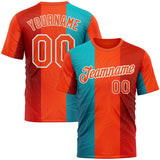Custom Orange Blue-White 3D Pattern Design Neon Stripe Sportswear Performance T-Shirt