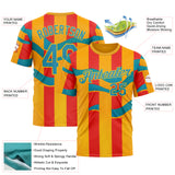 Custom Yellow Panther Blue-Red 3D Pattern Design Color Block Stripe Sportswear Performance T-Shirt