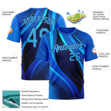 Custom Blue Sky Blue-Royal 3D Pattern Design France Wave Gradient Sportswear Performance T-Shirt