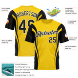 Custom Yellow Black-White 3D Pattern Design Germany Color Block Sportswear Performance T-Shirt