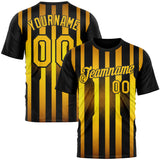 Custom Black Yellow 3D Pattern Design Germany Stripe Sportswear Performance T-Shirt