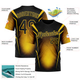 Custom Black Yellow 3D Pattern Design Germany Color Block Sportswear Performance T-Shirt