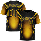 Custom Black Yellow 3D Pattern Design Germany Color Block Sportswear Performance T-Shirt