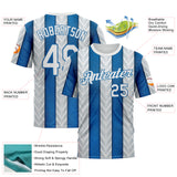 Custom White Blue 3D Pattern Design Argentina Stripe Sportswear Performance T-Shirt
