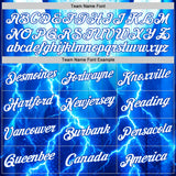 Custom Blue White-Thunder Blue 3D Pattern Design Lightning Sportswear Performance T-Shirt