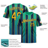 Custom Green Yellow-US Navy Blue 3D Pattern Design Stripe Sportswear Performance T-Shirt