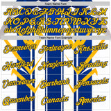 Custom White Yellow Blue-Navy 3D Pattern Design Geometric Shape Stripe Sportswear Performance T-Shirt