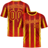 Custom Red Yellow 3D Pattern Design Spain Stripe Sport Wear Performance T-Shirt