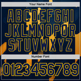 Custom Blue Navy-Yellow 3D Pattern Design Geometric Shape Stripe Sport Wear Performance T-Shirt