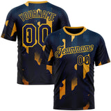 Custom Blue Navy-Yellow 3D Pattern Design Geometric Shape Stripe Sport Wear Performance T-Shirt