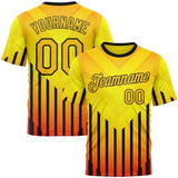 Custom Yellow Red-Black 3D Pattern Design Gradient Geometric Shape Stripe Sport Wear Performance T-Shirt