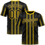 Custom Black Yellow 3D Pattern Design Germany Stripe Sport Wear Performance T-Shirt