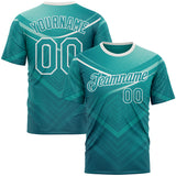 Custom Green Teal-White 3D Pattern Design Arrow Sport Wear Performance T-Shirt