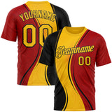 Custom Red Yellow-White 3D Pattern Design Germany Sport Wear Performance T-Shirt