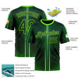 Custom Green Neon Green 3D Pattern Design Gradient Stripe Sport Wear Performance T-Shirt